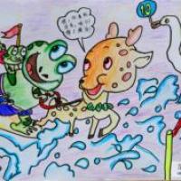 儿童漫画 动物水上运动会
