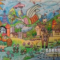 三等奖小学生获奖科幻画《新能源新乐园》