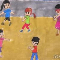 有趣的捉迷藏六一儿童节主题绘画图片分享