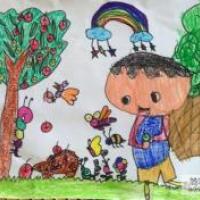 儿童蜡笔画作品欣赏-秋天的果实