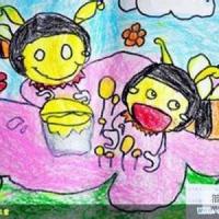 五一劳动节主题儿童画图片：勤劳的小蜜蜂