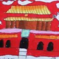 五星红旗迎风飘扬国庆节儿童画作品分享