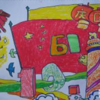 鲜艳的五星红旗,2015国庆节儿童画在线欣赏