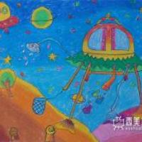 小学生获奖科幻画《太空垃圾处理站》