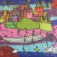 三等奖小学生获奖科幻画《鲸鱼村》欣赏