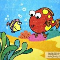 海底世界儿童画：我和妈妈去杭州海底世界游玩