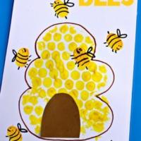 蜜蜂和蜂窝手指画