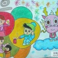 幼儿漂亮的龙年元旦儿童画作品欣赏