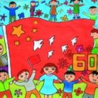 小学生国庆节儿童画-全国齐庆国庆