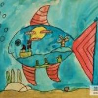 海底世界儿童画作品集分享-鱼里的世界