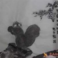 儿童画可爱的小松鼠，中国画小松鼠