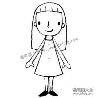 长头发小女孩简笔画教程