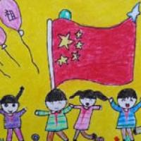 建国70周年欢度国庆节小学儿童画作品图