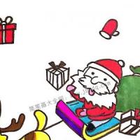 驾驶雪橇的圣诞老人简笔画图片