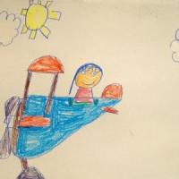 开飞机的快乐六一儿童节主题画作品欣赏