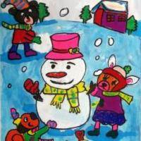 儿童画冬天快乐