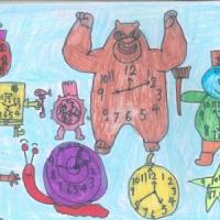 庆六一儿童画作品-闹钟的世界