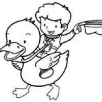 小男孩骑鸭子简笔画图片_小男孩骑鸭子的简单画法