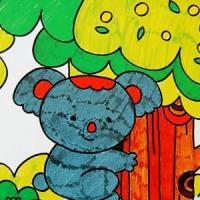 庆六一儿童节儿童画-动物园看考拉