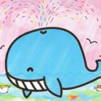 儿童画喷水鲸鱼图片