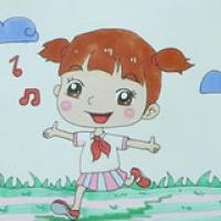 奔跑的小女孩简笔画漂亮可爱小学生
