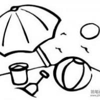 夏日的海边简笔画