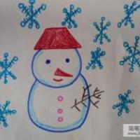 儿童画快乐的雪人