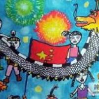 十一国庆节儿童画-国庆舞龙狮