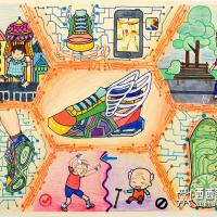 二等奖小学生获奖科幻画《智能運動鞋》欣赏