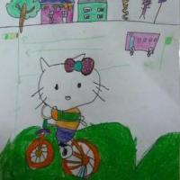 儿童漫画 kitty猫骑单车