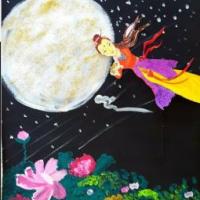 美丽的嫦娥奔月中秋节儿童画教师范画