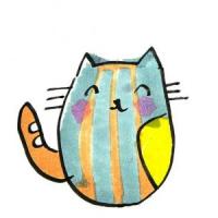 圆溜溜的小猫简笔画
