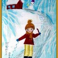 冬天儿童画图片：甜蜜的冬天