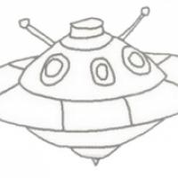 UFO飞碟彩色简笔画的画法步骤图解教程