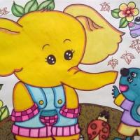 六一儿童节儿童画-可爱的小象