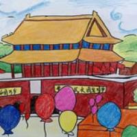 国庆节主题建国70周年儿童画图片
