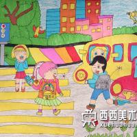 二等奖小学生获奖科幻画《汽车感应器》欣赏