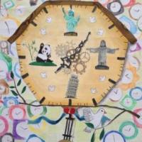 抗战70周年小学绘画-和平之钟