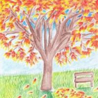 秋色宜人秋天的大树彩铅画作品展示