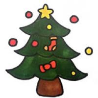 圣诞树简笔画彩色画法步骤图片教程