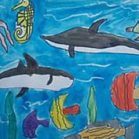 海底世界美丽的鱼儿童画