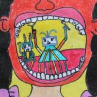 三年级三等奖小学生科幻画《牙医机器人》