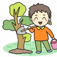 植树节简笔画,植树节种树的小男孩简笔画画法
