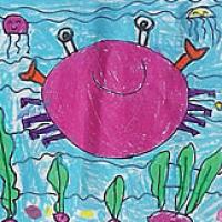 粉红色的大螃蟹儿童画