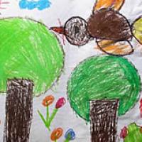 幼儿园儿童画春天的树林