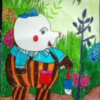小鼹鼠植树可爱动物画图片欣赏