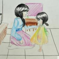 亲爱的妈妈和我初中生母亲节彩铅画作品分享