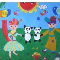 幼儿国庆节儿童画画作品：载歌载舞