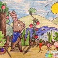 丰收的小兔子秋天动物绘画图片欣赏