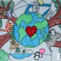 植树节儿童画优秀作品之地球我们共同的家园